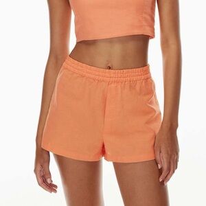 Sunday Best Aritzia Peach Pastel Linen Blend Pull Up Summer Lounge Short LARGE